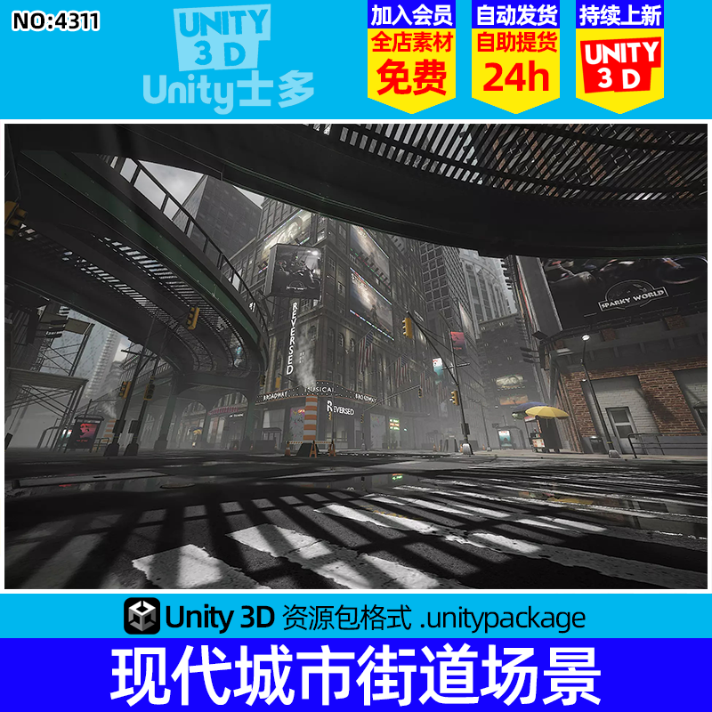 Unity写实模块化城市街道建筑U3D场景模型City Builder Urban 2.1