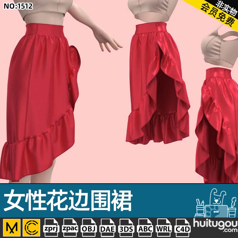 Marvelous Designer可爱女孩花边裙子Clo3d服装MD打版工程文件obj