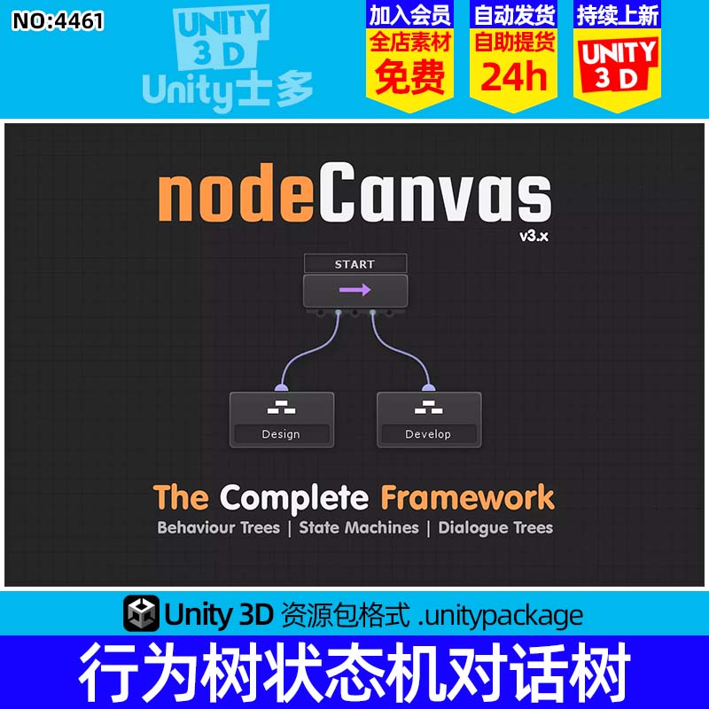 Unity3D高级AI行为树插件U3D状态机对话树工具包NodeCanvas 3.2.5