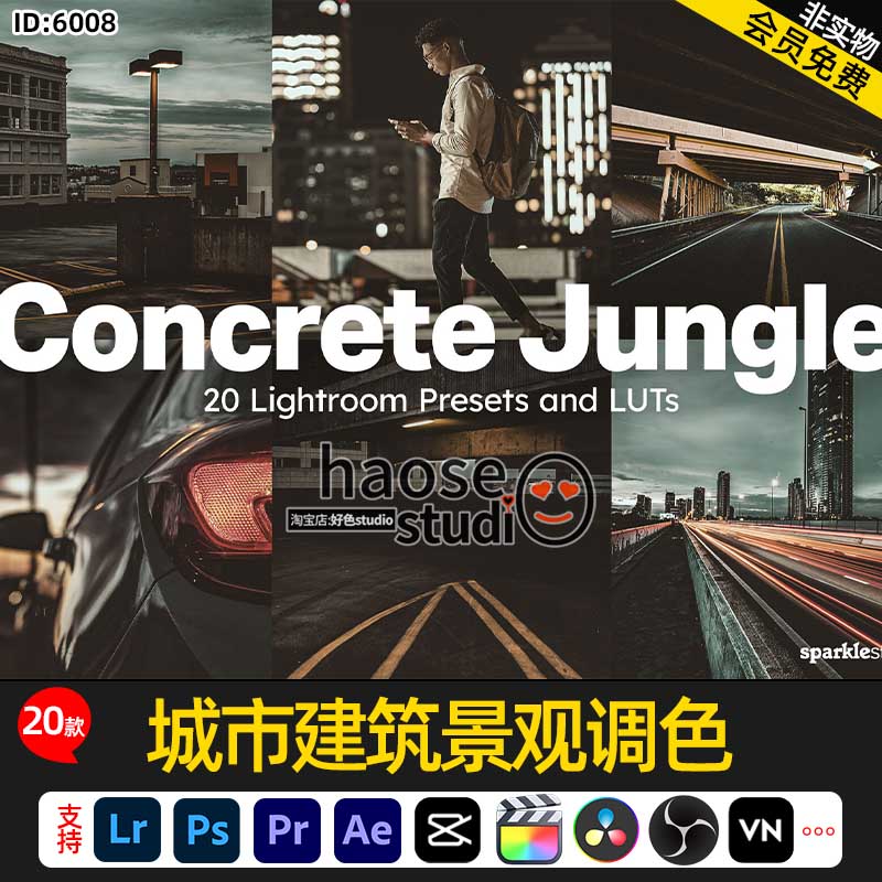 Lr PS城市建筑景观视频照片调色预设LUT素材20款Concrete Jungle