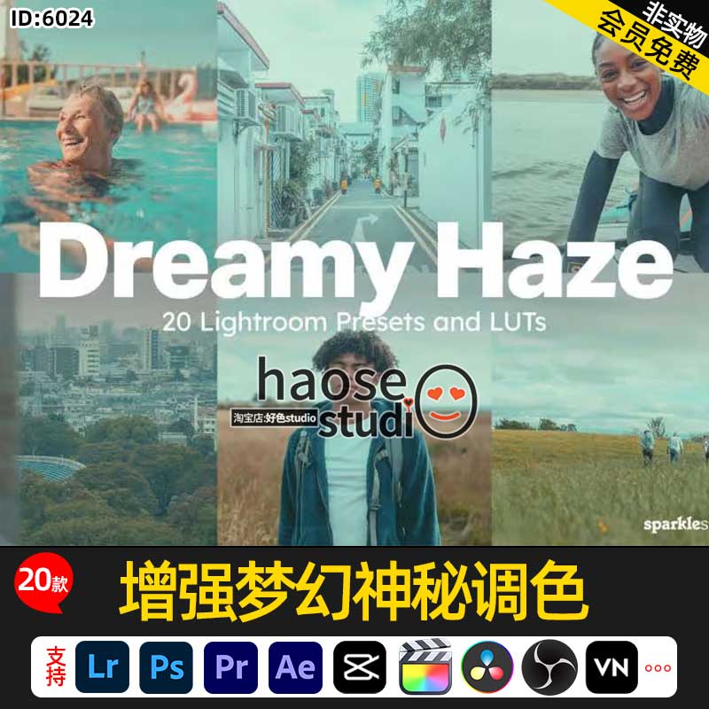 Lr PS预设LUT调色滤镜人像摄影增强梦幻神秘调色20款Dreamy Haze