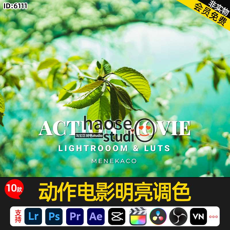 Lr预设PS滤镜剪映视频LUT调色动作电影明亮调色10款Action Movie