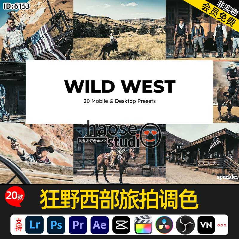 Lr预设修图LUT调色达芬奇剪映FCPX狂野西部旅拍调色20款Wild West