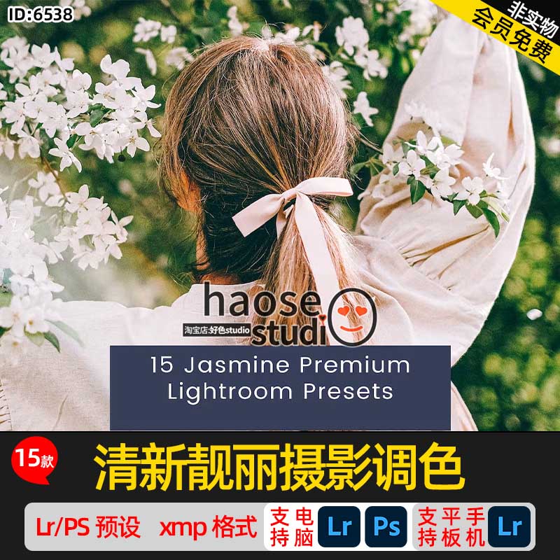 Lr预设PS调色lightroom预设清新靓丽摄影调色15款Jasmine Premium