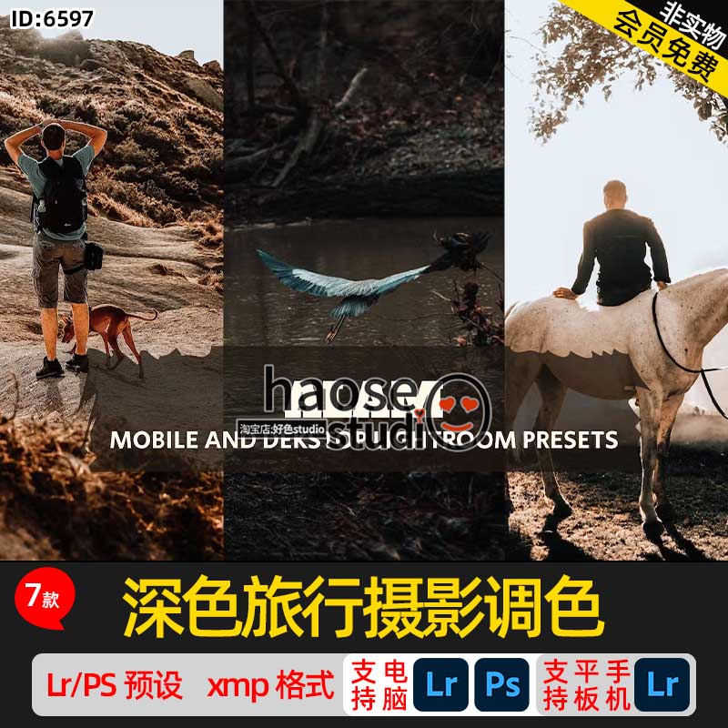 Lr调色预设PS滤镜修图 自然旅拍人像 深色旅行摄影调色7款Alarme