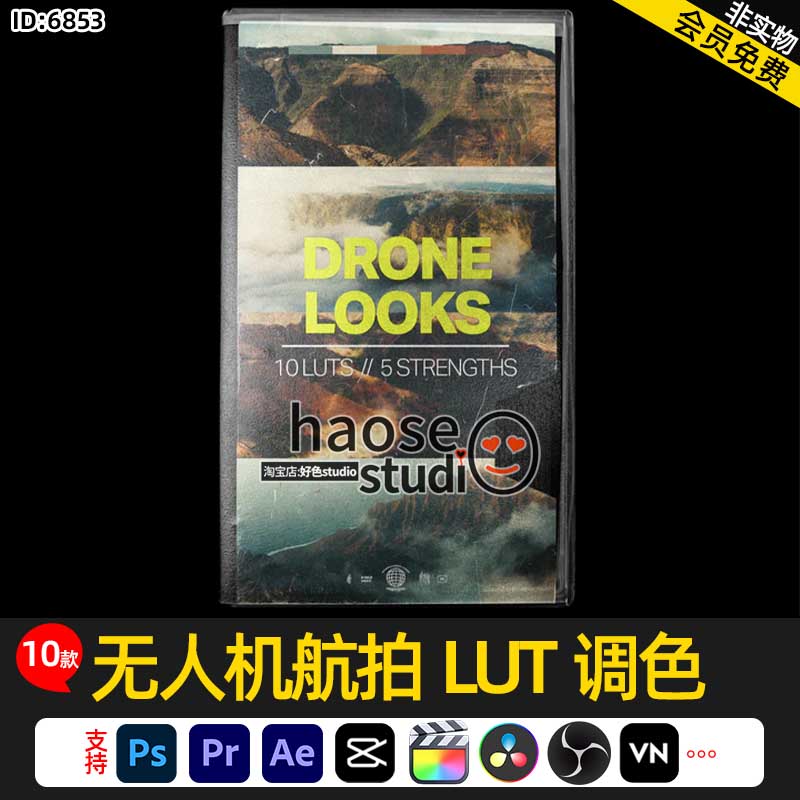 Pr剪映达芬奇FCPX调色LUT预设 无人机航拍LUT调色10款DRONE LOOKS