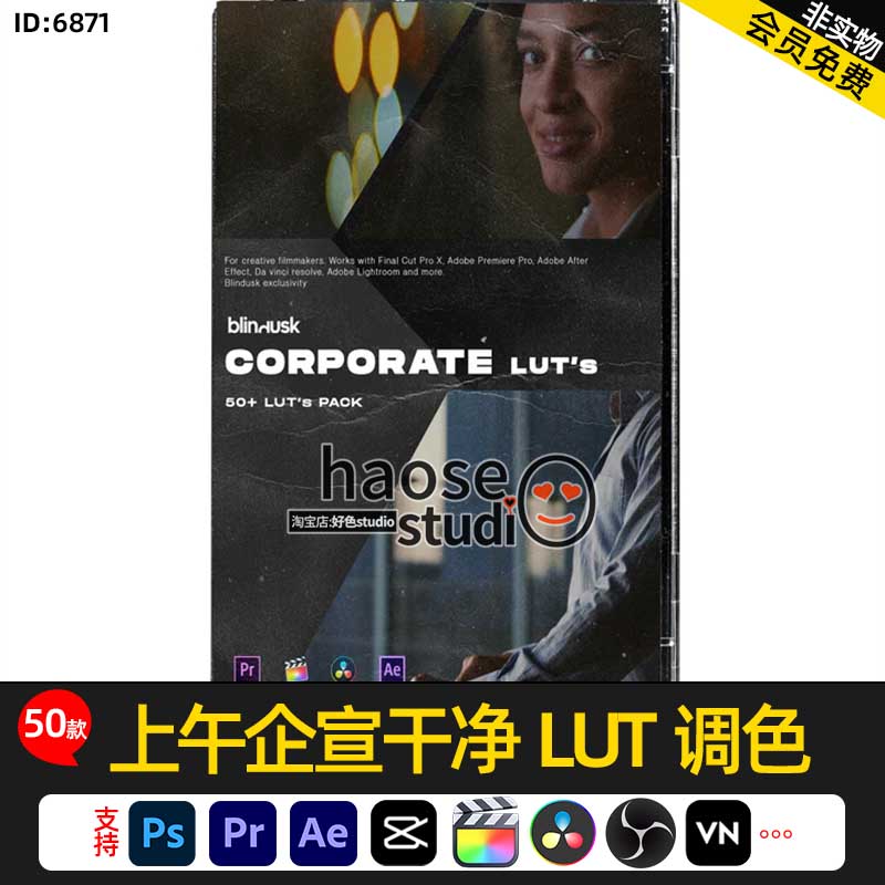 Pr剪映达芬奇调色LUT预设商务企宣干净LUT调色50款CORPORATE LUTs
