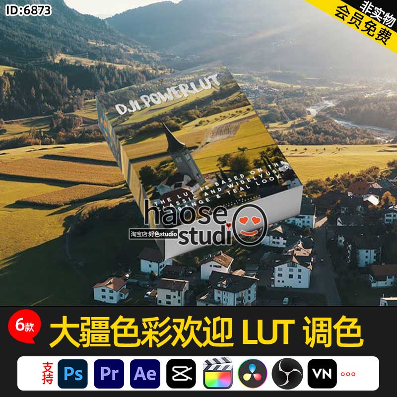 Pr剪映Ae达芬奇FCPX OBS studio调色LUT预设 大疆色彩欢迎LUT调色