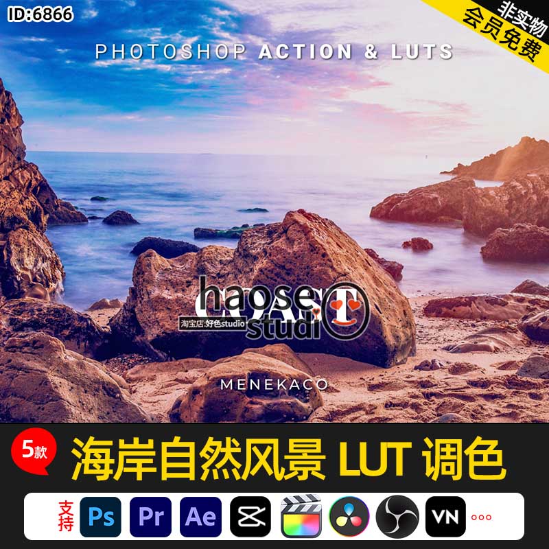 Pr剪映Ae达芬奇FCPX VN调色LUT预设海岸自然风景LUT调色5款Coast