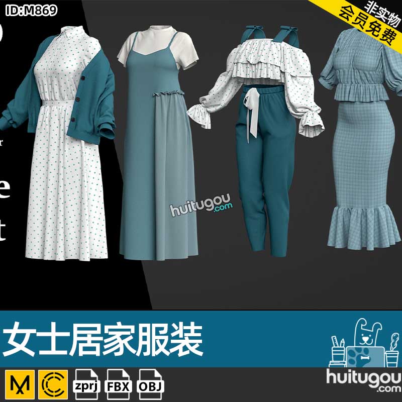 MD衣服素材CLO日式素雅风格女士居家休闲服装设计ZPRJ工程源文件