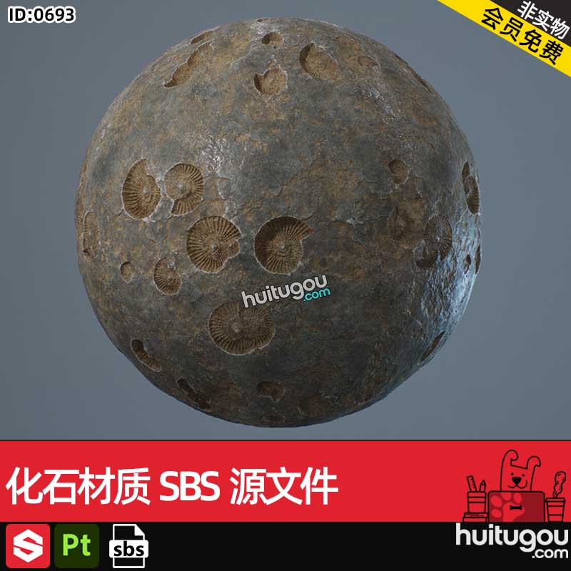 SD/DS海洋海螺贝壳化石材质SBS工程源文件substance designer