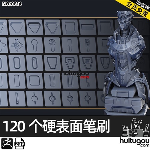 Zbrush赛博朋克机械科幻硬表面VDM IMM笔刷ZB画笔 3D建模雕刻素材