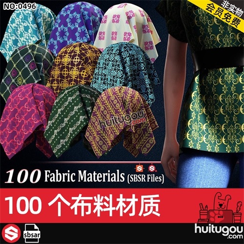 Substance Painter几何碎花纹布料材质球sbsar服饰裙子织物SP纹理