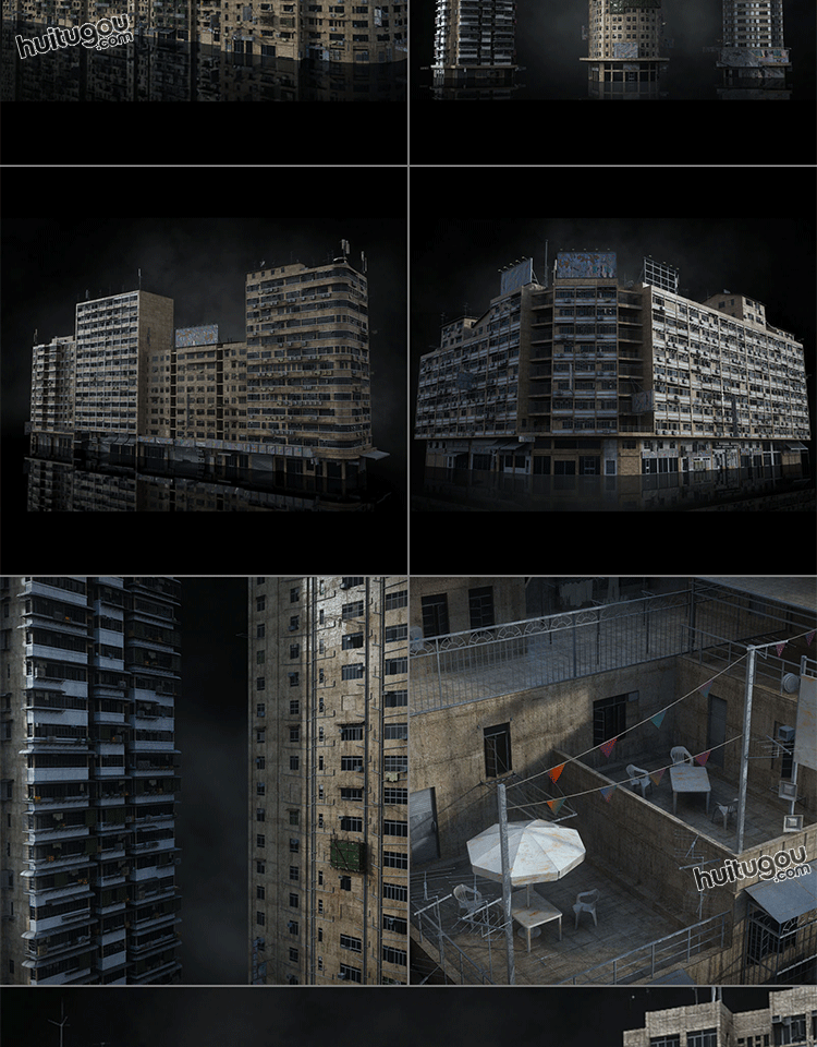 未来市贫民窟无人区棚户区3D建筑PBR模型Kitbash3D -Future Slums - KitBash3D模型 - 绘图狗-设计灵感素材集散地