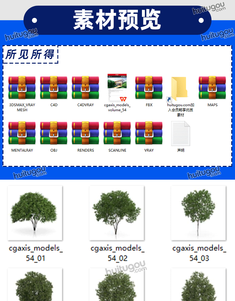 CGAXIS Trees-5[树]植物树木3D模型森林植株C4D素材MAX格式OBJ - CGAxis单体模型 - 绘图狗-设计灵感素材集散地